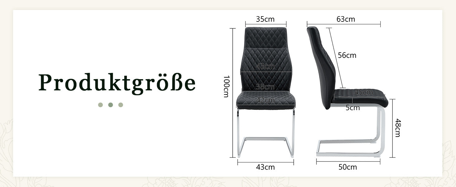 Dining Chair Set of 2, High Backrest and Padded Seat with Metal Frame, Black Diamond Pattern