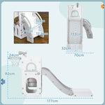 Children's Slide, 5 in 1 Toddler Slide with Basketball Hoop and Climbing Frame, Grey