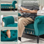 Bench, Upholstered Velvet Look 117 x 40 x 58 cm, Green