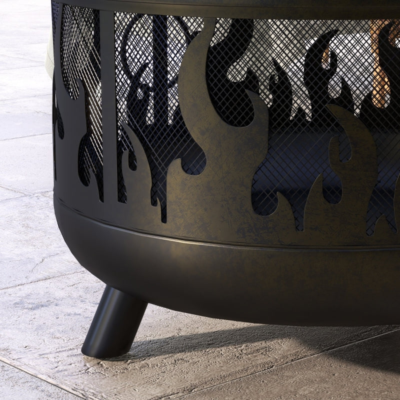 Fire Bowl, Spark Guard & Poker, Ø61.5 cm, Black