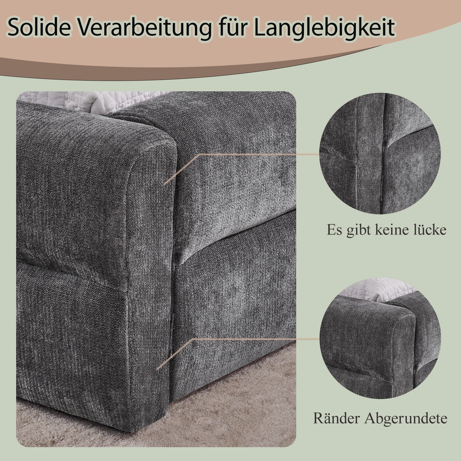 Double Bed 140x200cm Comfortable Backrest Chenille - Dark Grey