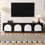 TV Cabinet Low 180cm 2 Drawers 2 Doors Black and White