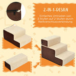 Dog Stairs, 3 Steps Pet Stairs, Plush Beige