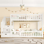 Bunk Bed with Storage Ladder, 90x200cm, White