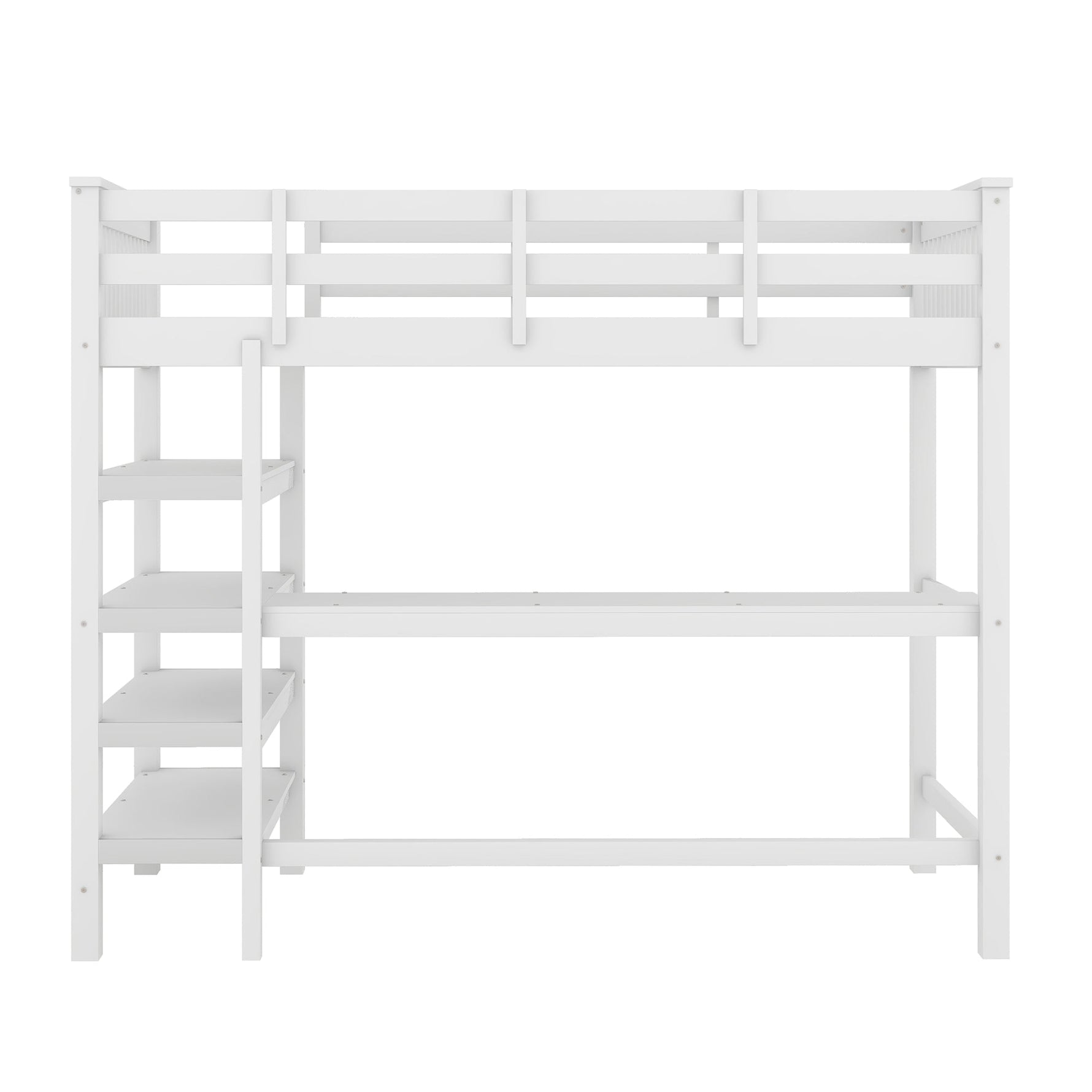 Loft Bed 90x200cm Storage Under-Bed Desk - White