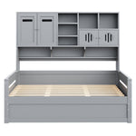 Sofa Bed, 90 x 200 cm Multifunctional Hydraulic Single Bed Frame, Grey Wood