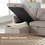 Multi-functional Sofa Bed, Modular L-Shaped Sectional with Storage and Pull-out Bed