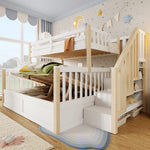 Bunk Bed 90x200/140x200cm Hydraulic Storage Ladder White/Natural