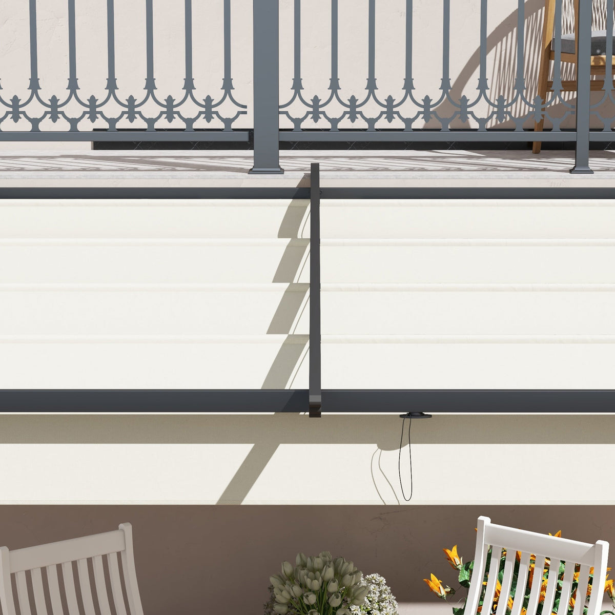 Pavilion Pergola 3x3m Windproof Adjustable Roof, Cream-Colored