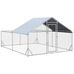 Chicken Coop Free-Range Enclosure, Sunshade Roof, Steel, Silver