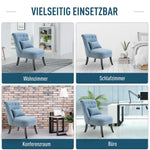 TV Armchair, Back Cushion Raised Feet, Blue Linen