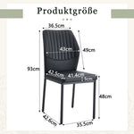 Set of 4 Dining Chairs with Vertical Embossing and Metal Legs, Black PU