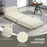 Sofa Bed 2-in-1 Foldable Upholstered 240 kg, Corduroy Cream White