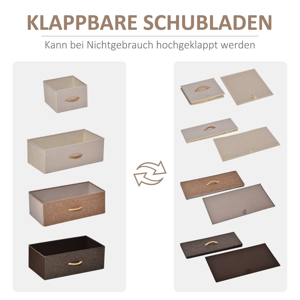 Chest of Drawers Sideboard 5 Foldable Fabric Drawers Brown