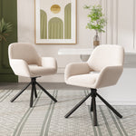 Dining Room Set with Extendable Table, 6 Velvet Chairs and Storage, White