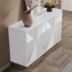 Sideboard with Four Molded Doors and Adjustable Shelves, Wood and Metal