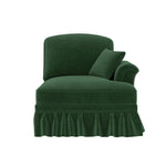 Windsor Cloud Sofa with Removable Ruffle Skirt and Cushion, Chenille Green