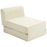 Sofa Bed 2-in-1 Foldable Upholstered 240 kg, Corduroy Cream White