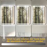 LED Bathroom Mirror 60x80cm Dimmable 3 Light Modes Frameless Glass