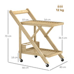 Kitchen Cart with Wine Rack, 2-Level Rolling, Bamboo Natural
