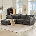 Modular Corner Sofa 5-Seater Convertible Footstool L/U-Shape Vertical Stripes