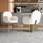 Dining Chairs and Lounge Chairs with Gold Legs, Set of 2, Beige Teddy