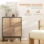 Sideboard Push-to-Open Doors Metal Legs - Black/Natural Wood