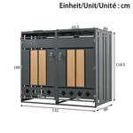 Bin Storage Unit with Hinged Lid, Lockable and 4 Doors, Wood Grain