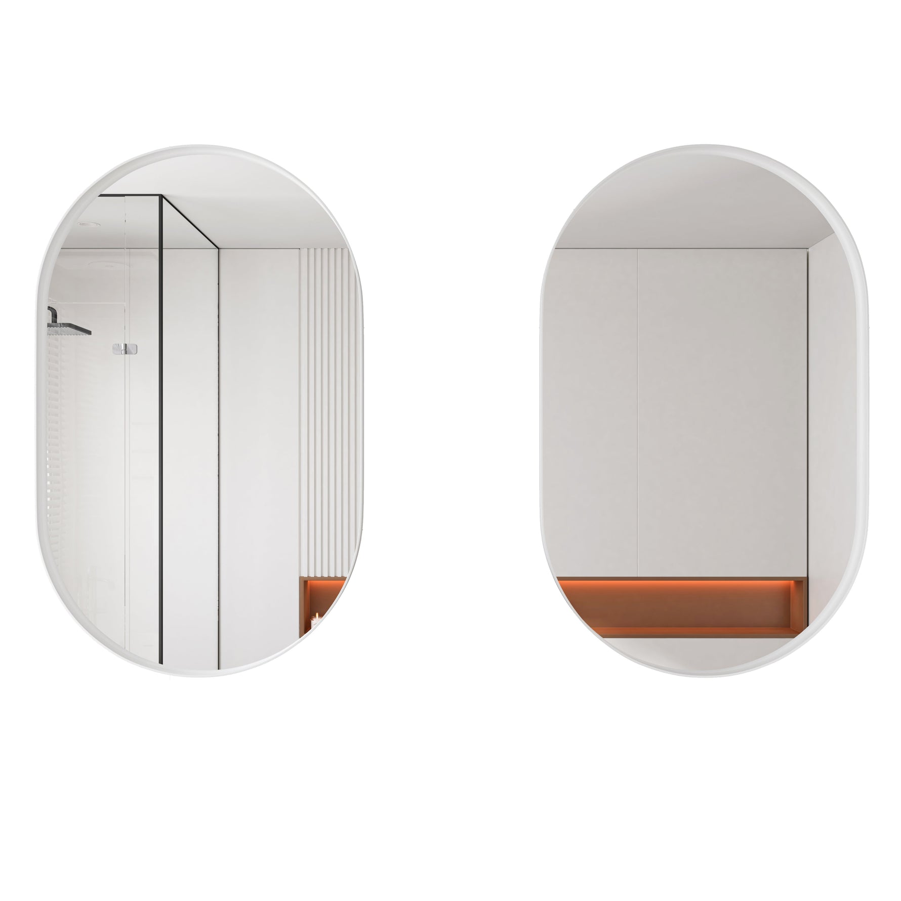 Stylish Oval Mirror Cabinet with Storage & Adjustable Shelves, White