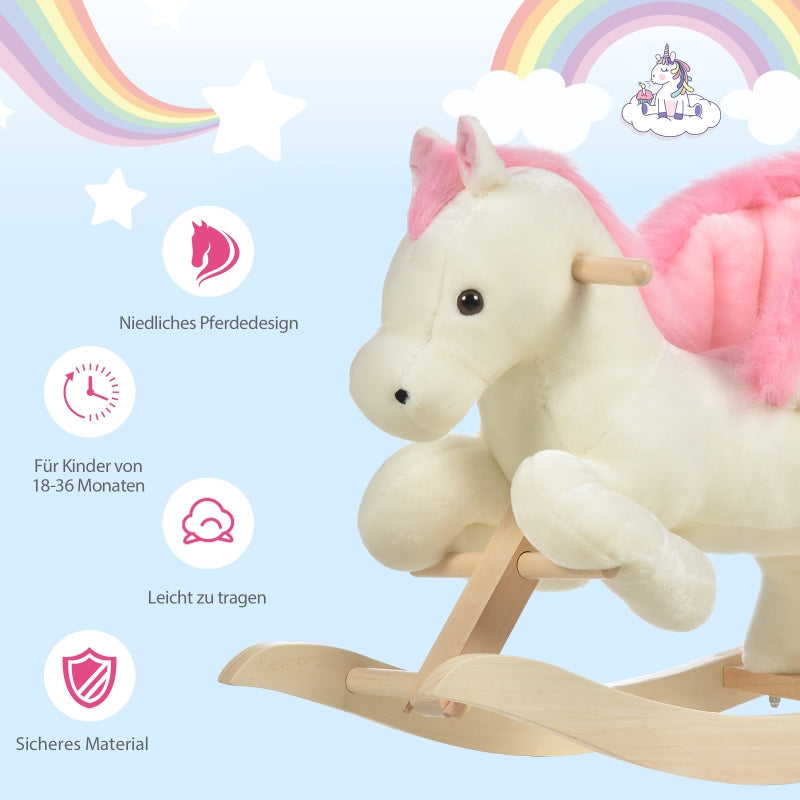 Plush Baby Rocking Horse with Sound Effects and Handles, Toddler Swing Seat