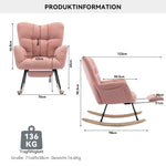 009B Rocking Chair Modern Padded Extendable Footrest Teddy Fabric Pink