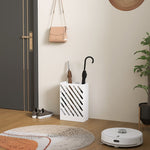 Umbrella stand with 4 hooks and water tray, steel, white