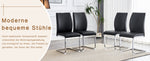 Chairs (Set of 4), Comfortable with Silver Metal Legs, Black PU
