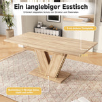Extendable Dining Table 140/180x80cm Rectangular Thickened Top V-Shaped Legs Oak Color
