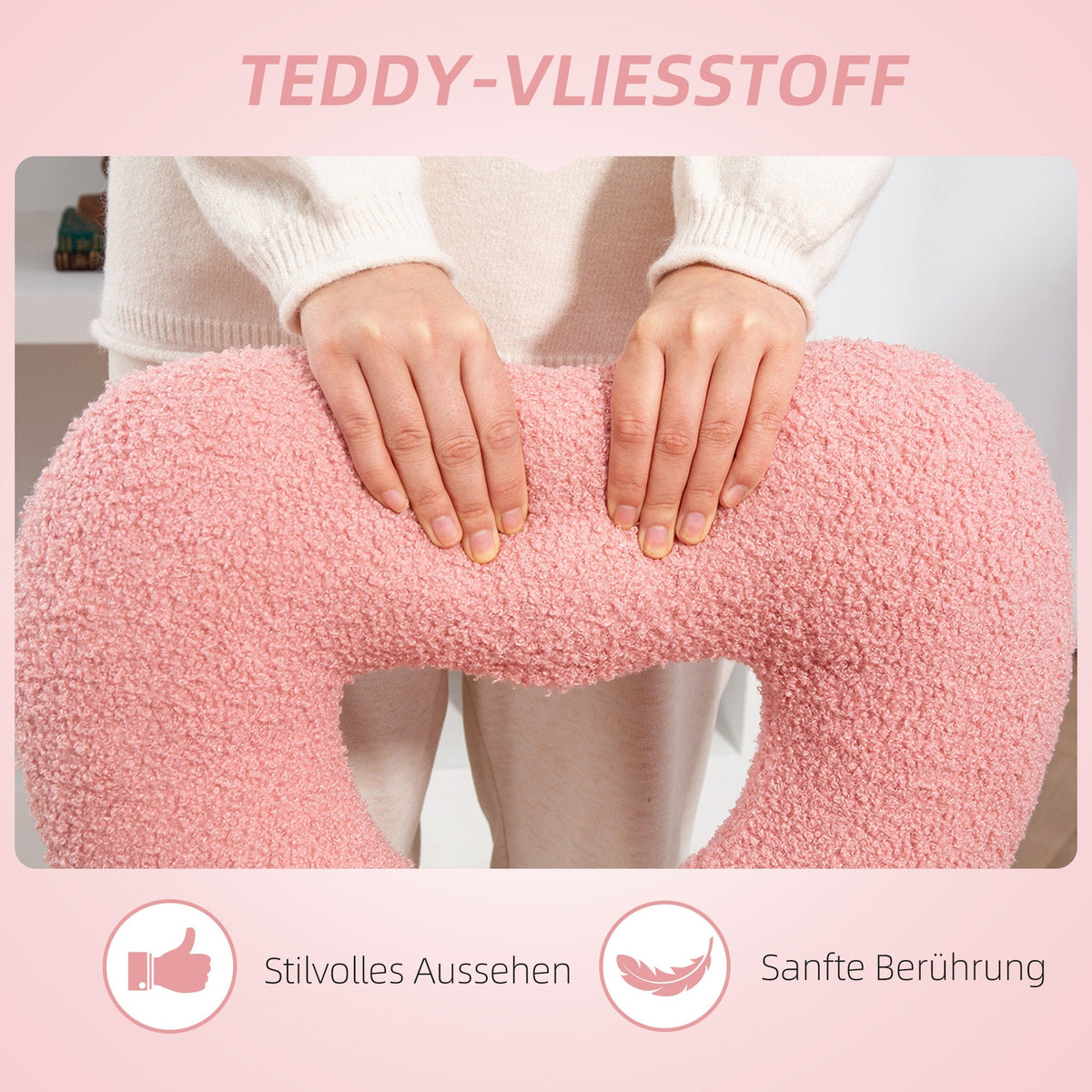 Swivel Desk Chair Height-Adjustable Heart Back, Teddy Fleece Pink