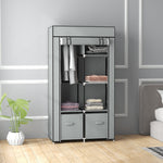 Fabric Wardrobe 5 Compartments, Clothes Rail, Light Grey