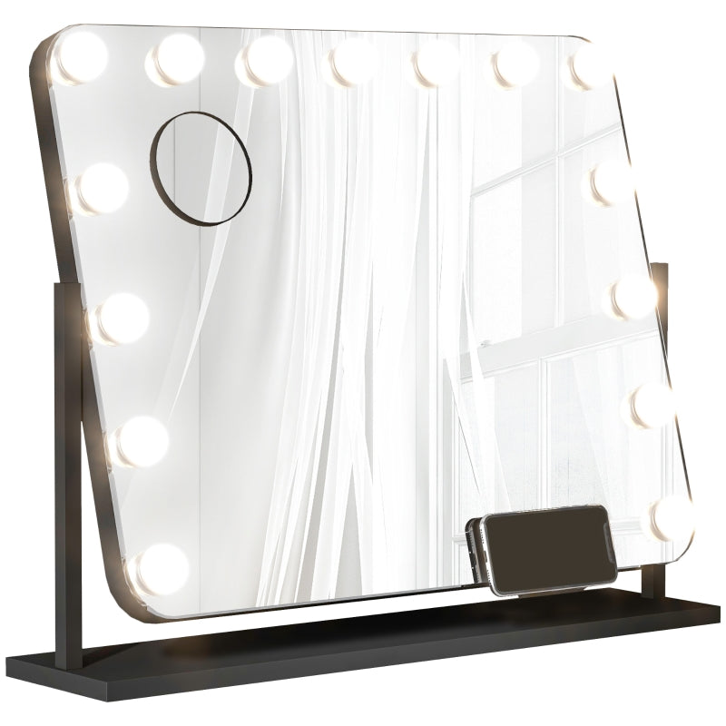LED Cosmetic Mirror, 3 Light Modes, Dimmable, Touch Control, Black