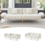 Sofa Bed, Two-Seater Multifunctional Folding with Adjustable Backrest & Armrests, Velour
