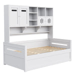 Wooden Sofa Bed 90x200cm with Hydraulic Storage in White