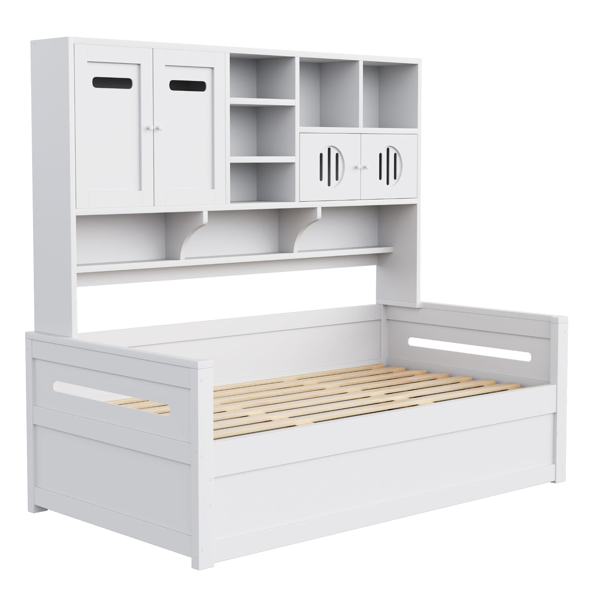 Wooden Sofa Bed 90x200cm with Hydraulic Storage in White