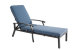 Lounge Patio Chair, Adjustable Reclining Rustproof Aluminum, Waterproof Blue Cushion