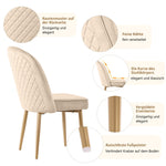 6 Dining Chairs Modern Gold Metal Legs Beige Velvet