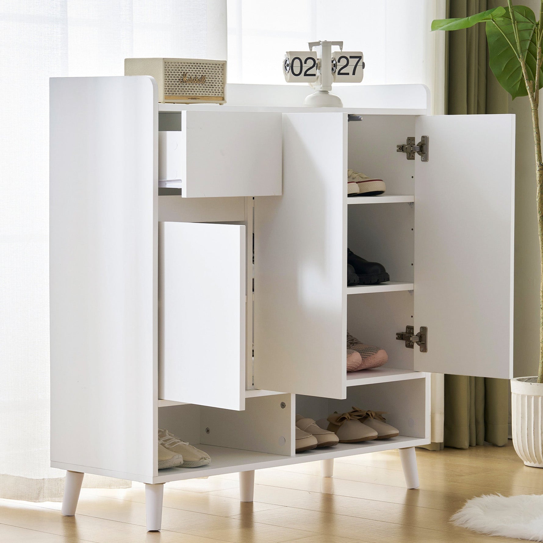 Chest of drawers with adjustable shelves, minimalist home organizer, solid wood