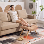 Footstool, Upholstered with Wooden Legs, Fleece, Brown