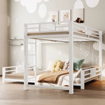 L-Shaped Bunk Bed with 90x200 and 140x200 Metal Frame, White