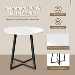 Dining Set 5-Piece Round Table Black Metal White MDF Black Velvet