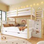 Iron Bunk Bed with Ladder & Storage, 120x200cm, Black Iron & MDF