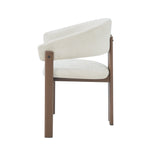 4 Metal Dining Chairs Modern Wood Look Linen Fabric Seat Walnut Color