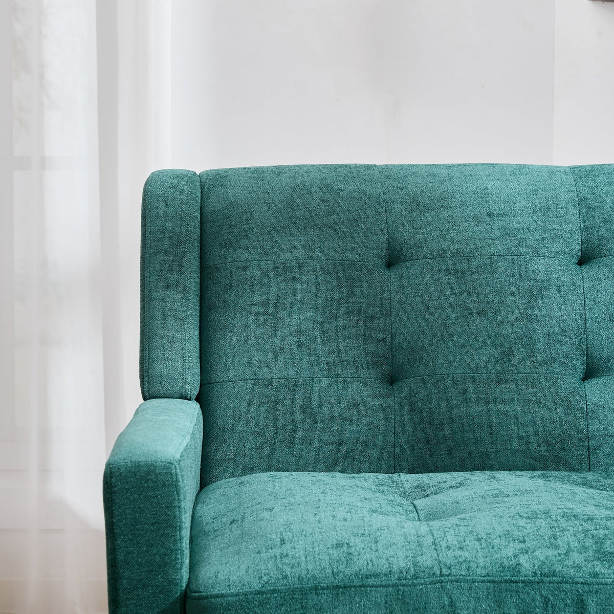 2-Seater Linen Bench with Solid Wood Legs and Button Tufting, Natural Linen Tone