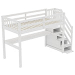 Loft Bed 90x200 Storage Drawers Under-Bed Desk - White